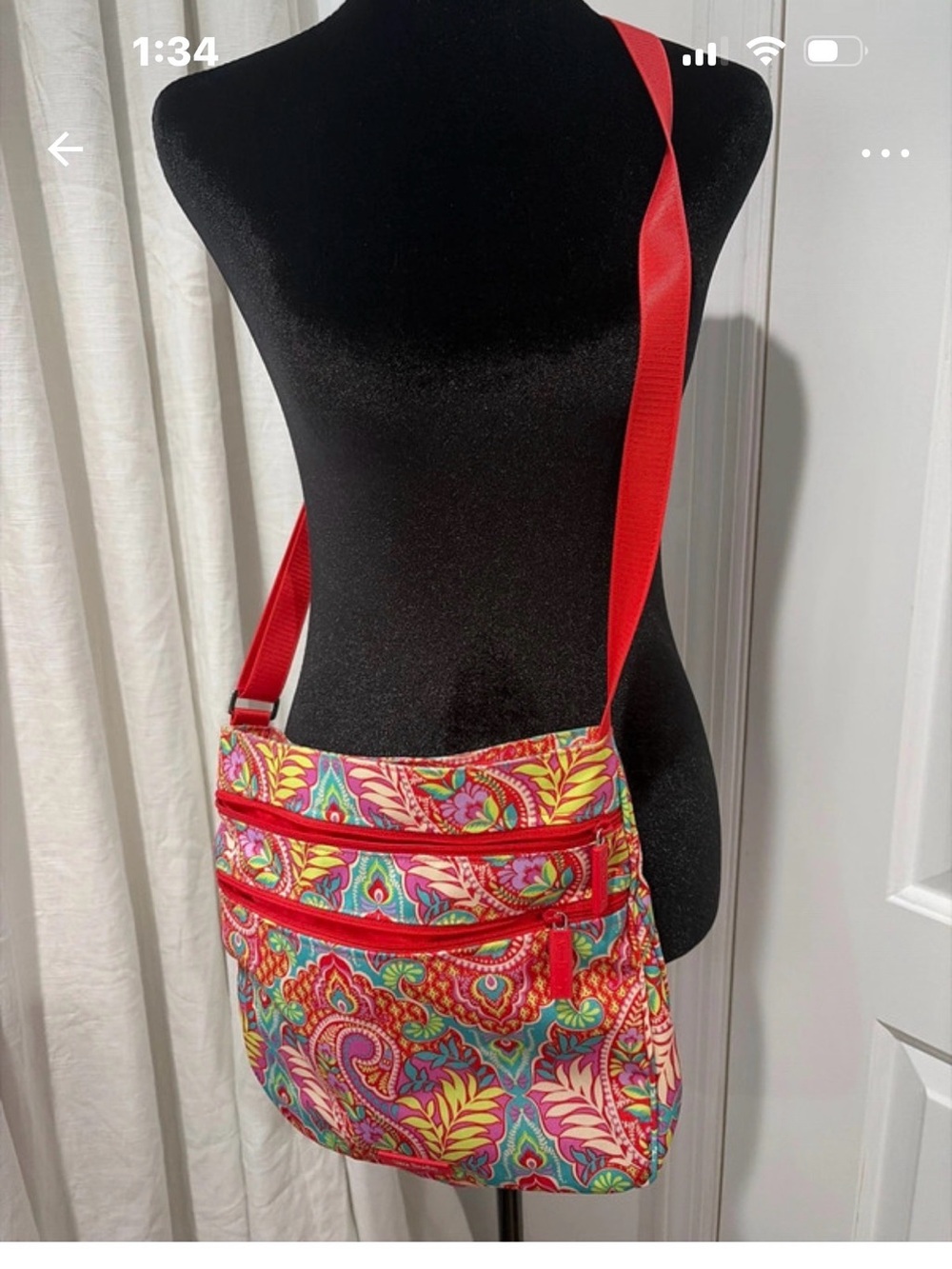 Vera Bradley Multicolor Paisley Crossbody with Red Strap